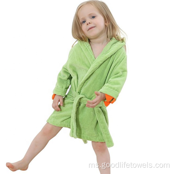 Kanak -kanak dinosaur 100% jubah mandi bayi bertudung organik